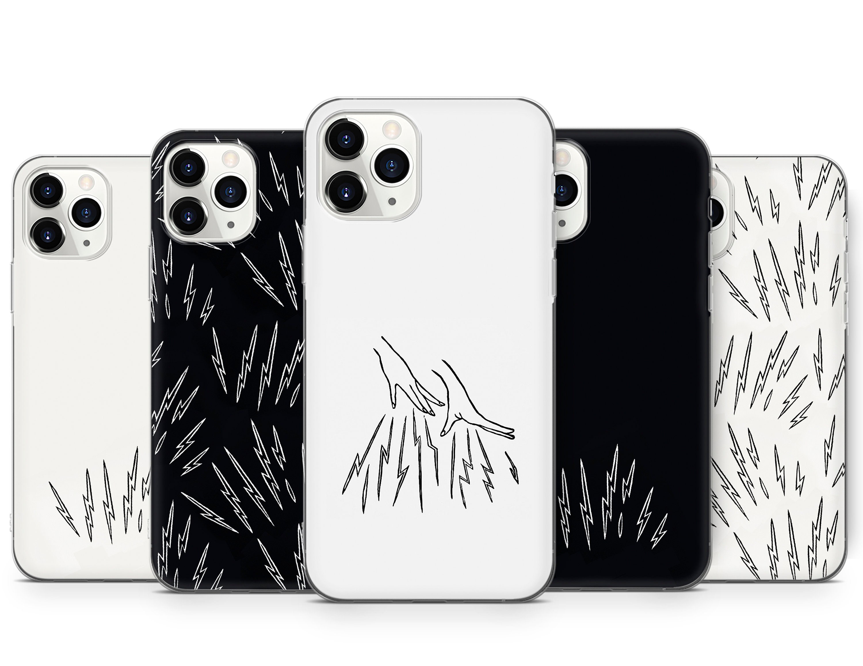Lightning Black White Aesthetic Case Iphone 12 Pro 11 7 Etsy