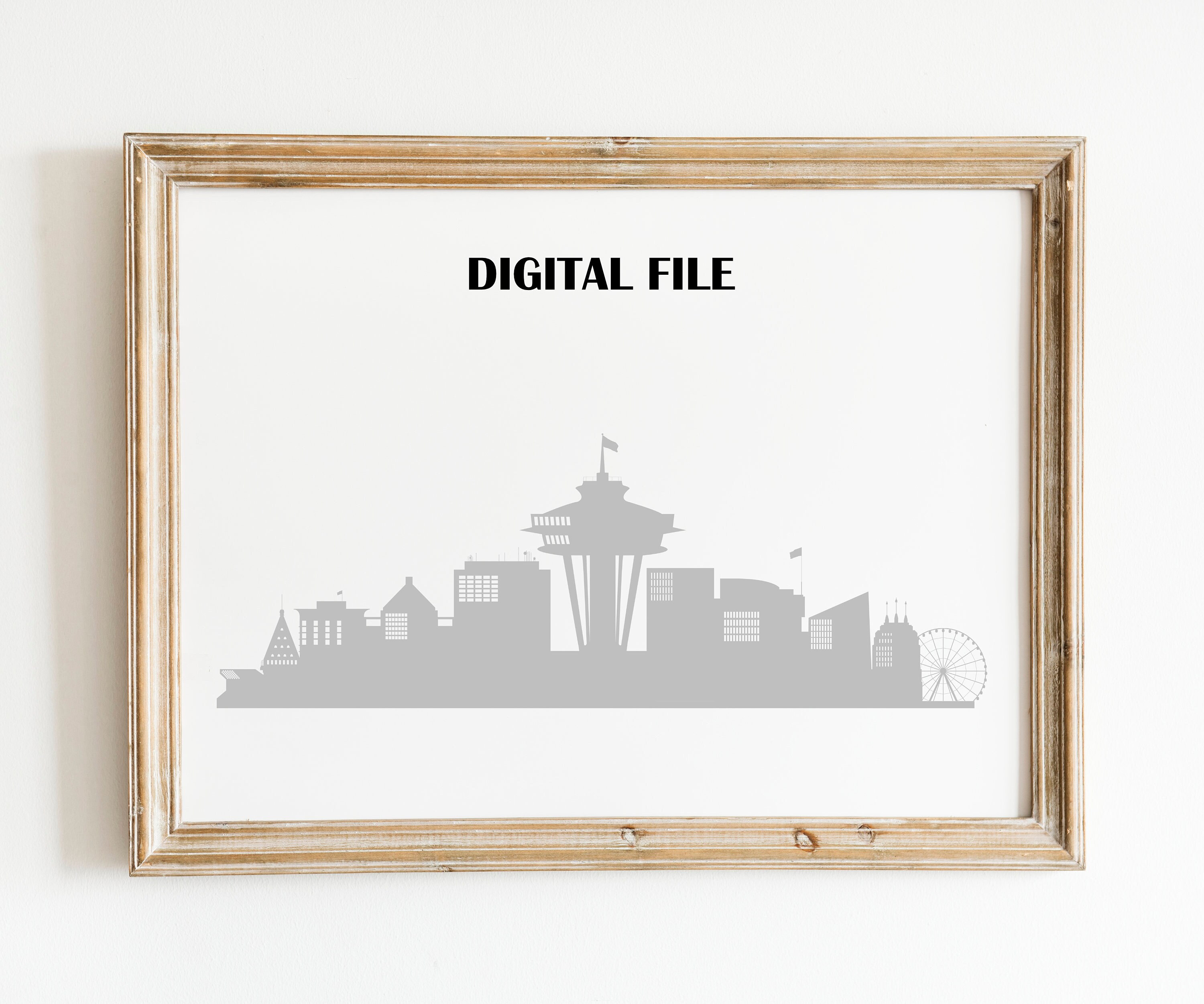 Seattle Skyline Silhouette - Digital - Etsy