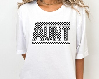 Checkered Aunt Shirt: Gildan Soft Style Auntie Tee