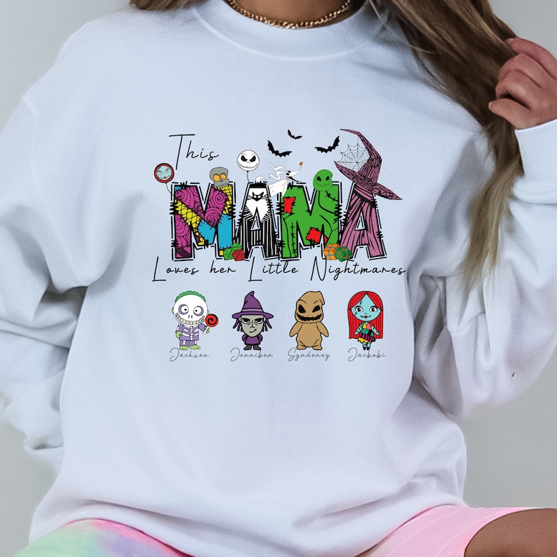 Personalized Halloween Mama Sweatshirt: Spooky Nightmares Mother's Gift image 2