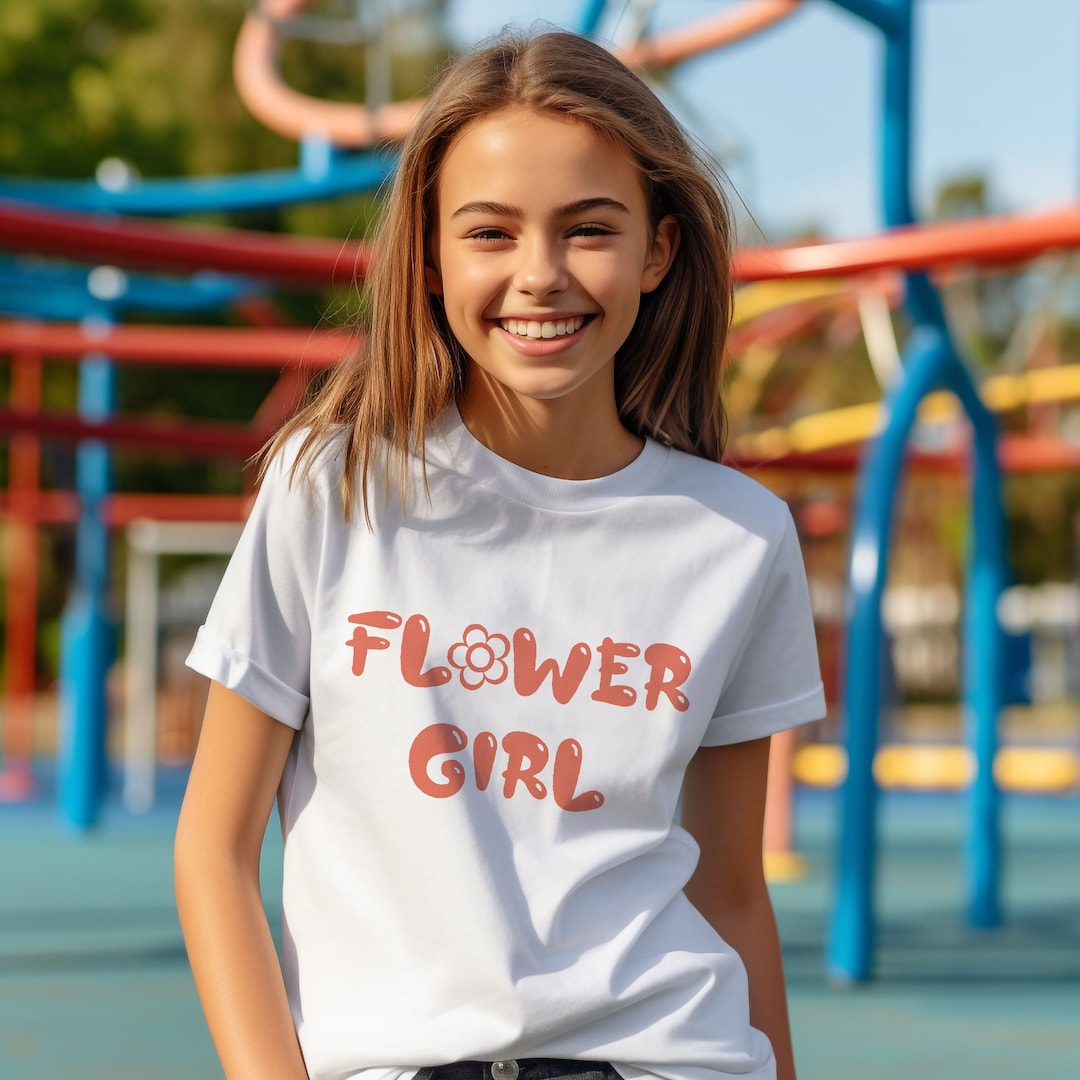 Girls Custom Graphic Tees Personalized Name & Little Flower