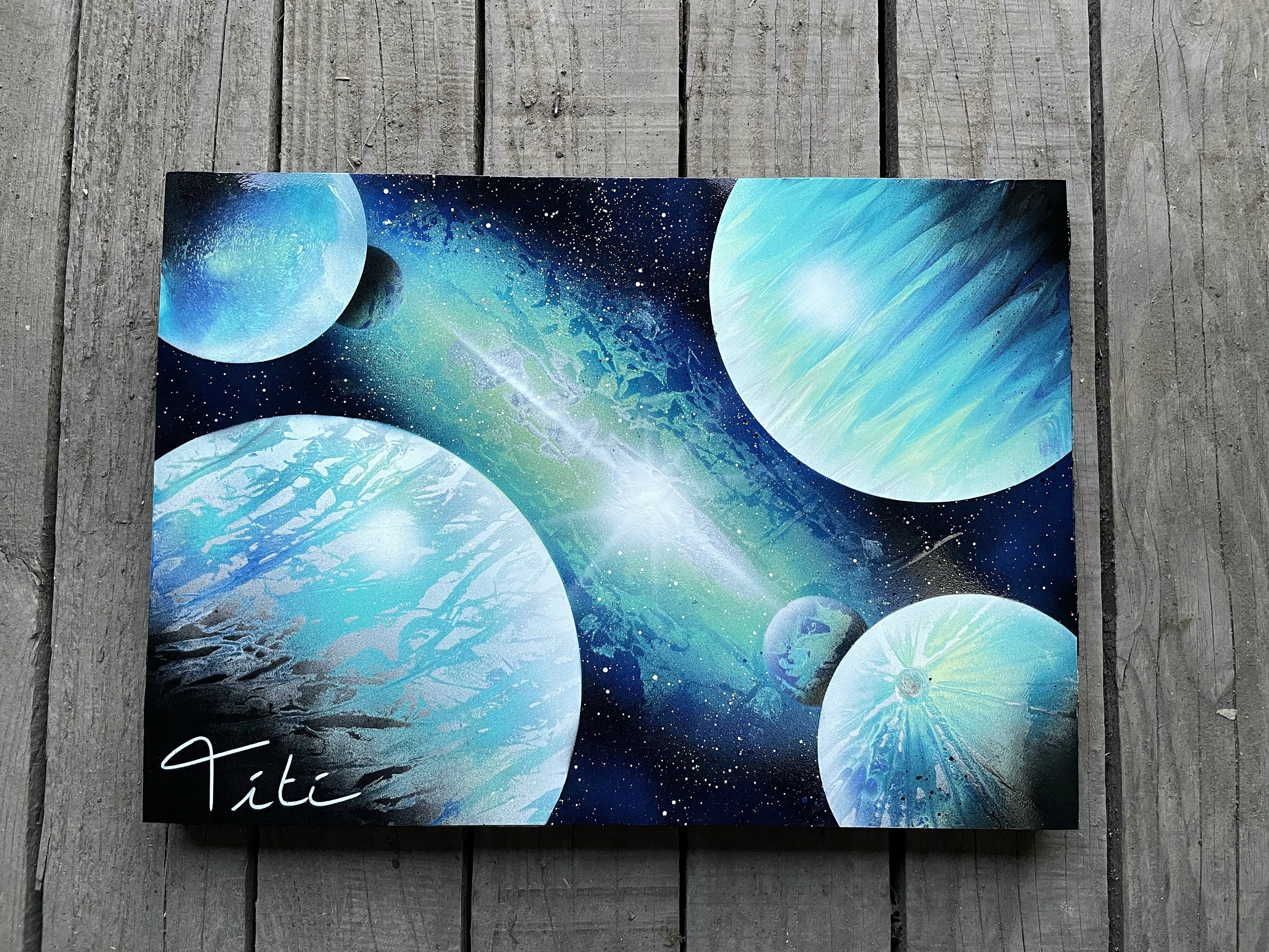 The Blue Planets - Titi Spray Paint | 42cmx30cm/16x12
