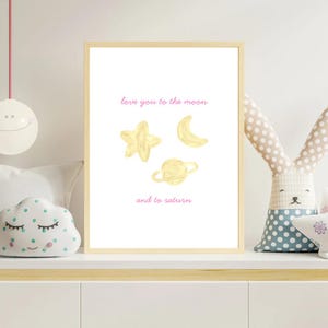 love you to the moon and to saturn pink - Swiftie Wall Art - Nursery Wall Art - Digital Download