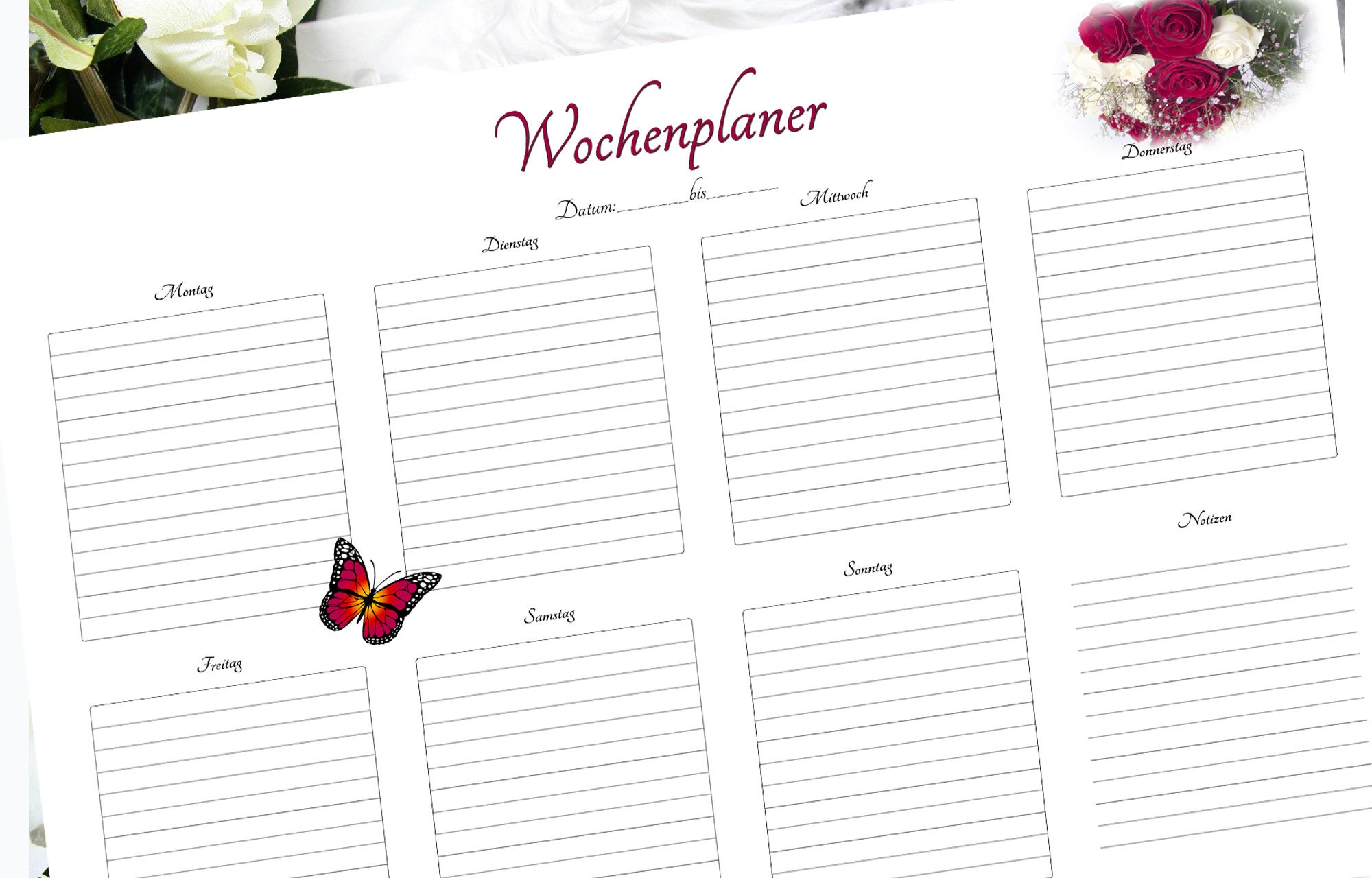 Wochenplan Zum Downloaden Paner Planen Wochenübersicht - Etsy