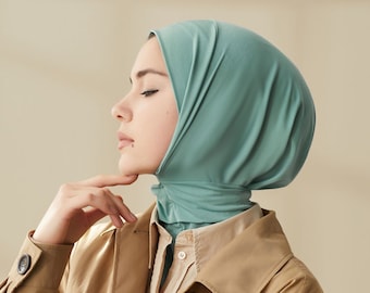 Sport Hijab, Geschenk für Mama, hellgrüner Hijab Schal, Instant Hijab, einfacher Hijab, Haarschal, Kopftuch, Designer Schal