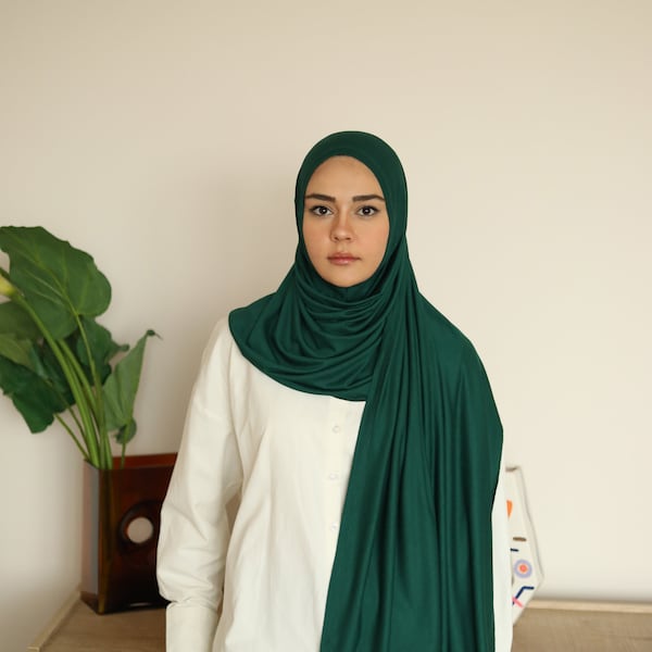 Jersey Hijab, Premium High Quality, Dark Green PracticalHijab Scarf, Hijab Turban, Long Hijab, Hair Scarf, Head Scarf