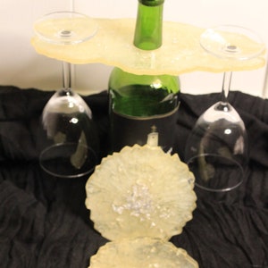 Wine Butler Set w/ 2 coasters.  White w/ Silver flakes