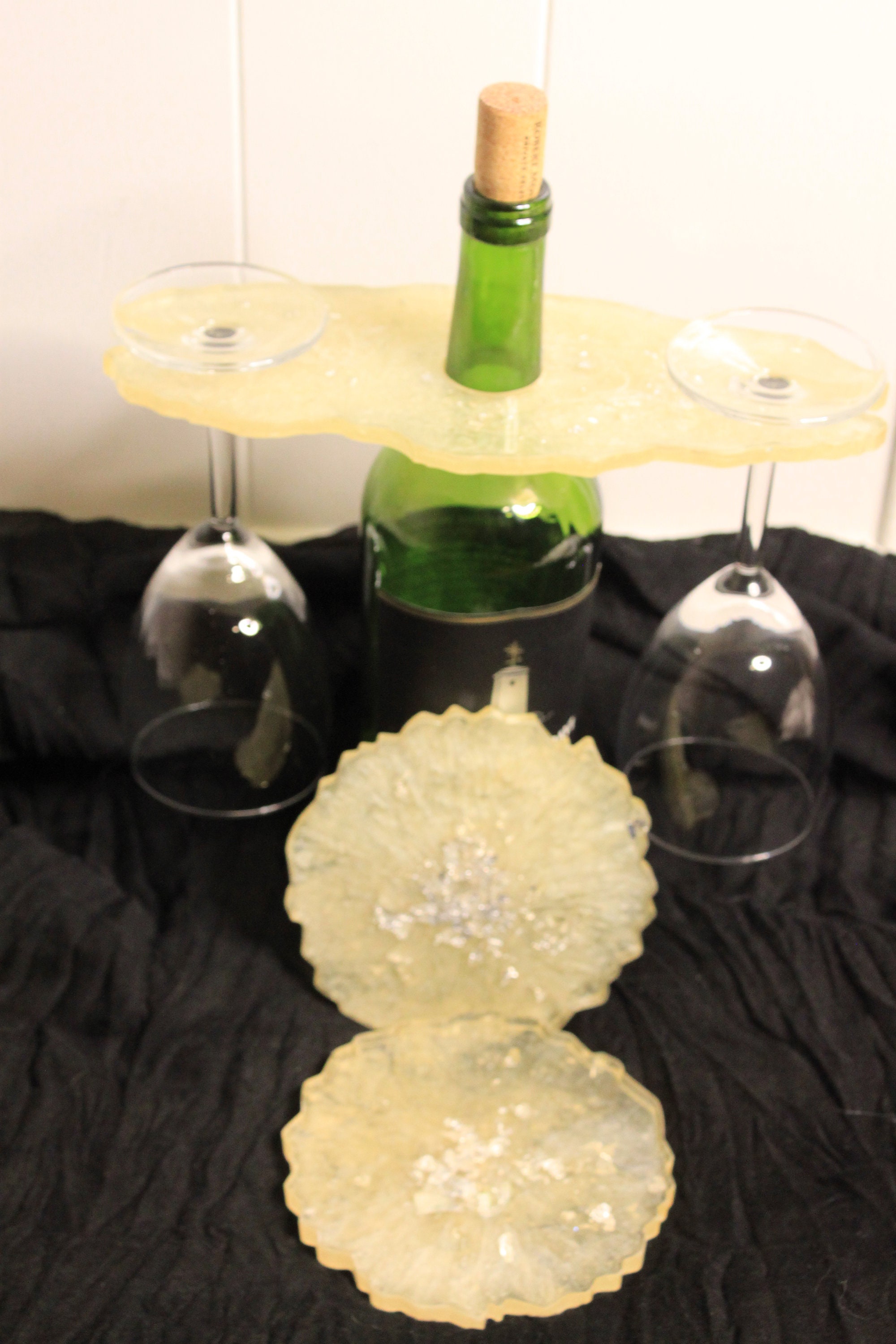 Mini Butler Set Wine Butler Set W/ 2 Coasters. White W/ Silver Flakes - Etsy