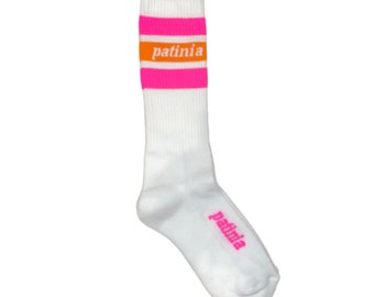 Retro Granita Stripes, Mid Calf 90% Greek Cotton Roller Skate Patinia Tube Socks