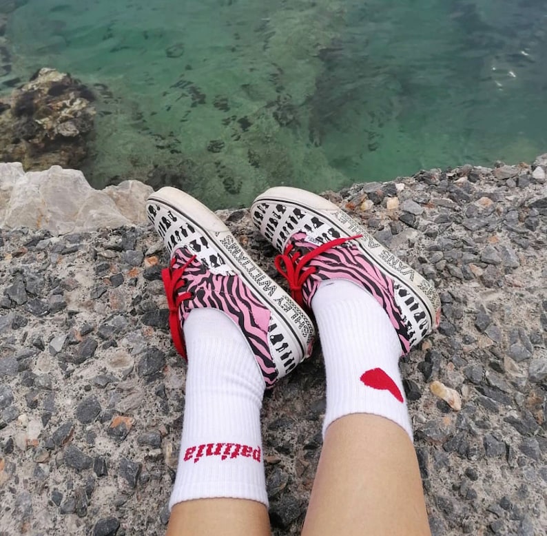 Hearts Greek Cotton Socks Red