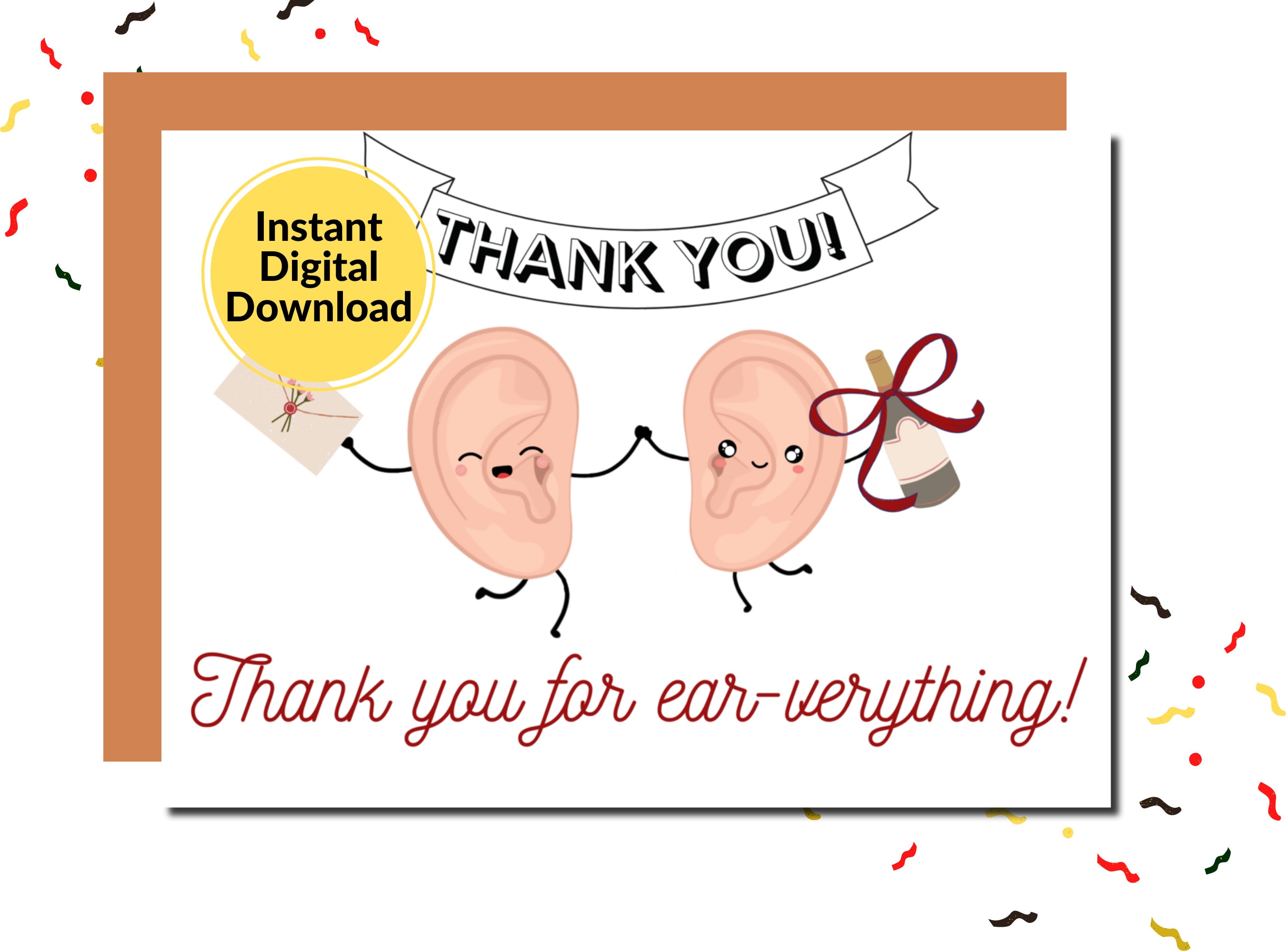 Audiology ENT Thank You Card/audiology Thank You Card/ear Pun Printable ...