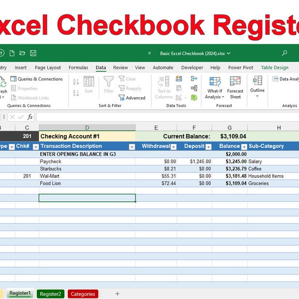 Excel Checkbook Register Download