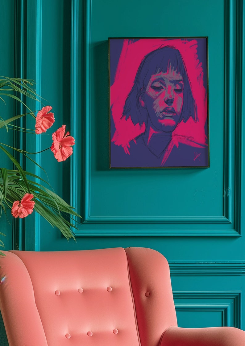 Pink Art Decor,quirky Wall Art,funky Wall Art,retro Wall Print,dorm Room Decor,aesthetic Home