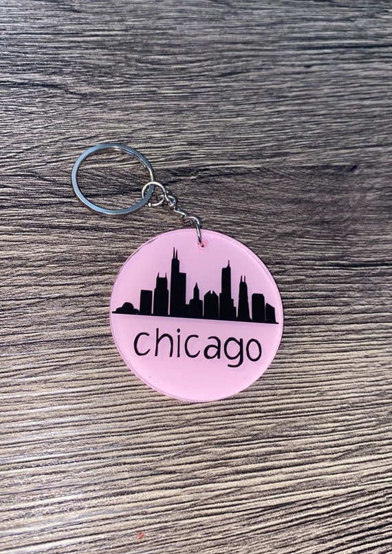 Chicago skyline keychain Chicago keychain keychain Etsy