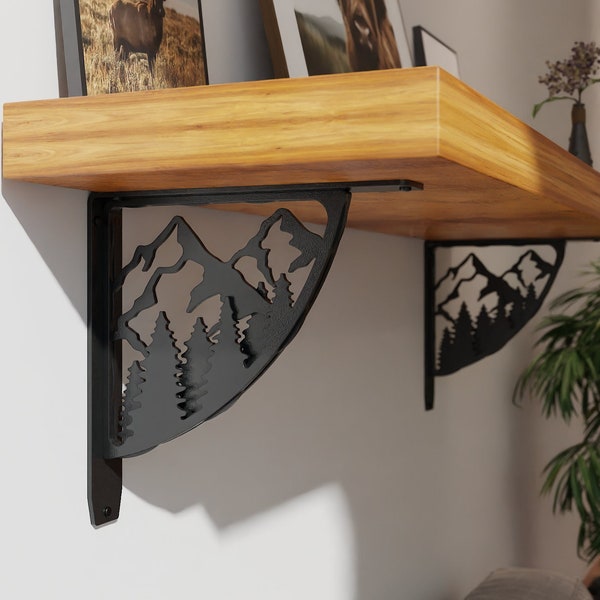 Metal Shelf Brackets, Modern Corbel Shelf, Contemporary Brackets for Shelf, Wrought Iron Bracket, Mountain Iron, Decorative (2 Brackets)