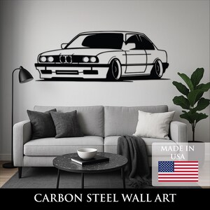 E30 Stance BMW Wall Art Silhouette, 1986-1991 BMW, Car Garage Wall Decor, Made in USA, Automotive Sign, Custom Gift, Lowered Car