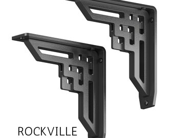 Starby Chimenea Mantel Ménsulas, Soportes de estantería y encimera - Negro de hierro forjado - Hecho en EE.UU. - Múltiples estilos - Hardware incluido