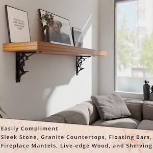 Starby BillFish Classic Heavy Duty Steel Fireplace Mantel Brackets, Floating Shelf, Countertop Support - Hand Welded (2 Pack)