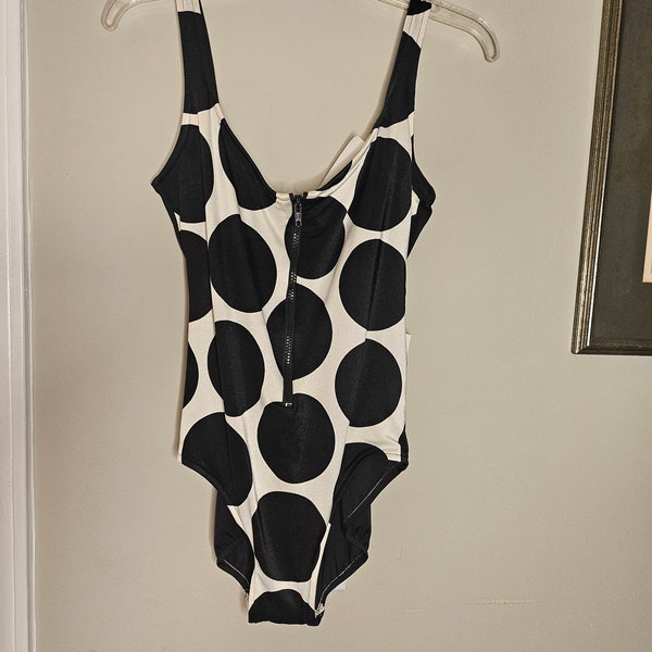 Bill Blass Vintage one piece swimsuit Polka Dot Black and White
