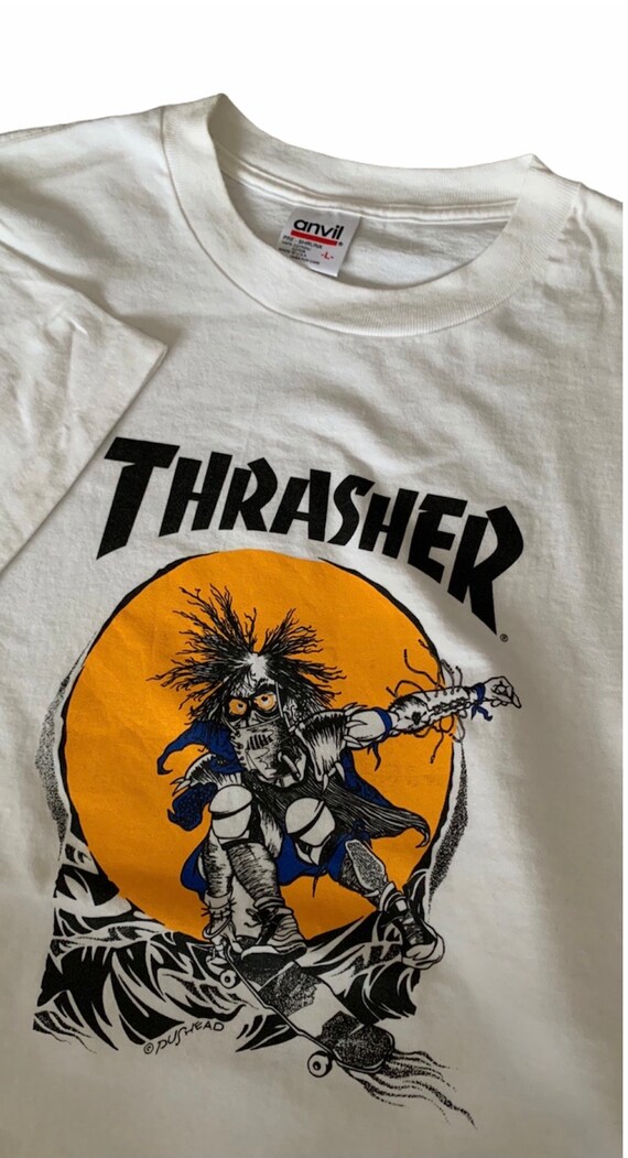 Vintage Thrasher Mag Pusheads Skateboard Shirt 90s Santa Cruz Alva