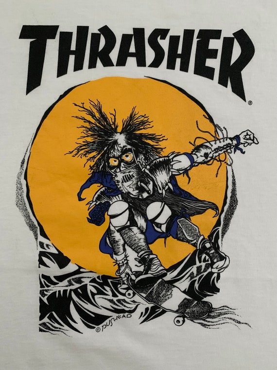 Vintage Thrasher Mag Pusheads Skateboard Shirt 90s Santa Cruz Alva