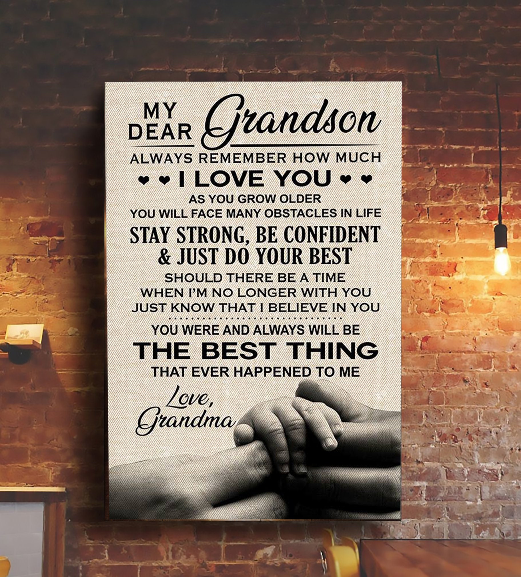 To My Grandson Canvas Art Grandma Grandson Poster Print Etsy