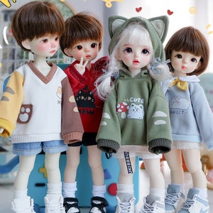 YOSD Puppenkleidung 1/6 BJD SD Puppenkleidung Cartoon Pullover Hoodies