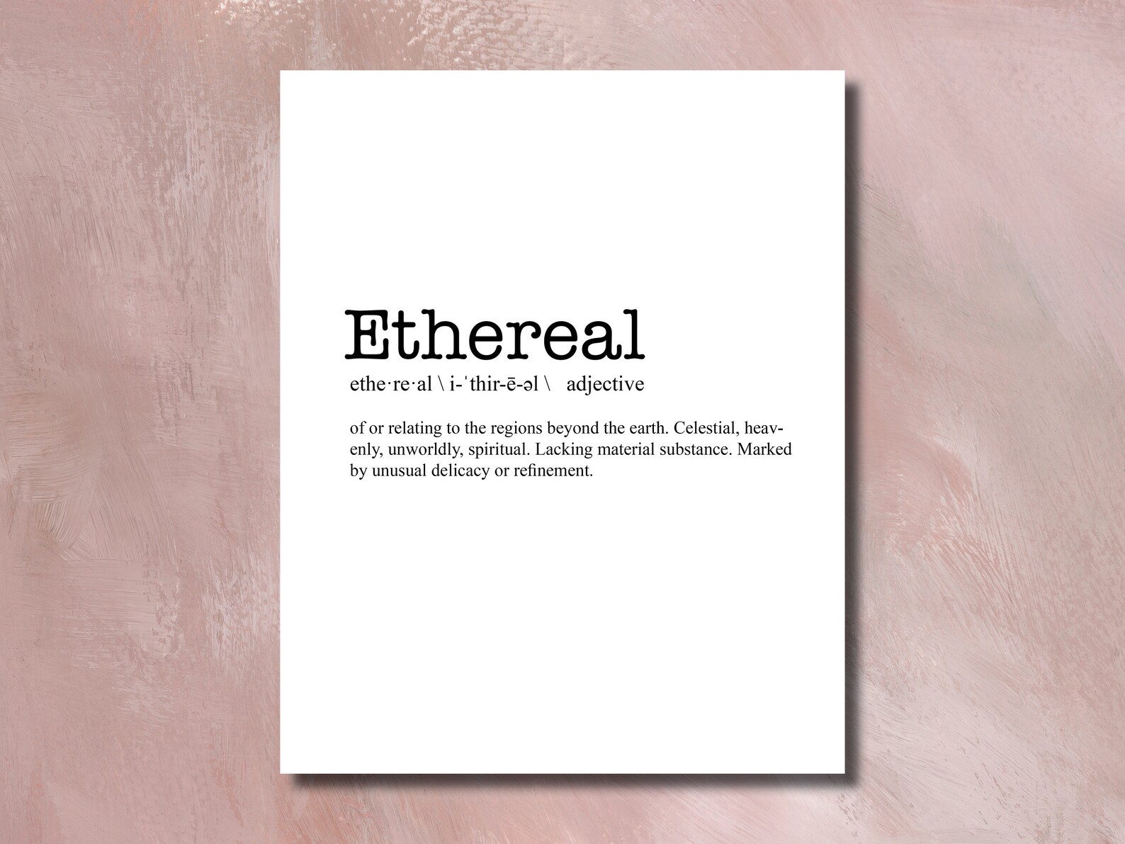 Ethereal Dictionary Definition PDF JPG Instant Download, Home Decor