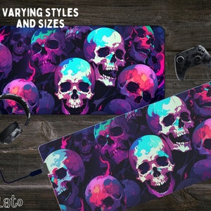Skull Mouse Pad | Skeleton Desk Pad | Large Gamer Mouse Pad | Horror Desk Mat | Horror Themed Desk Pad | Skull Pattern Desk Mat