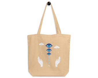 Evil Eye Hands Clouds Organic Cotton Eco Tote Bag