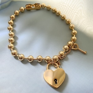 Heart Padlock Necklace with Key Ballchain Lock Pendant Choker Ball Chain Christmas Gifts for Her Birthday Lover Best Friend Mom Daughter Bff