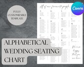 Modern Minimalist Alphabetical Wedding Seating Chart Template