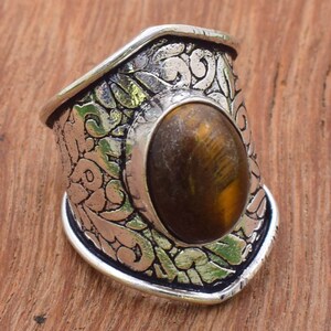 Multi Color Agate, Tiger Eye, Mix Gemstone Rings Silver Plated Handmade Ring's'Multiple Desige and Shape Ring for Men & Women A.10 image 5