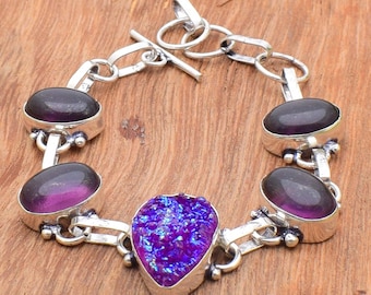 Multi-Color Amethyst, Coral, Druzy, Mix Gemstone, Silver Plated Braclet Tradition Braclet Wholesale Price Bracelet, Jewelry,A.9