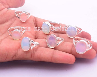 Blue Opalite Gemstone Ring's, Silver Plated Handmade Ring's, Multiple Design and mix Shape Ring for Men & Women
