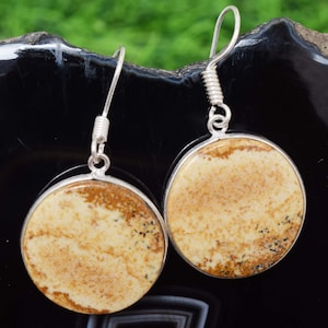 Natural Multi-Color Picture Jasper Mix Gemstone Earring Silver Plated Lunetta Handmade Earring Multiple Simple Earring, per Girl & Women.s RS2 immagine 1