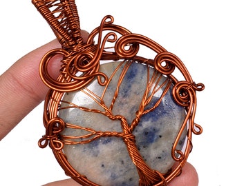 A One Quality Antique Copper Pendant Copper Wire Wrapped Sodalite  Mix Gemstone Pendant Copper Designer Pendant Handmade Pendants. NJ.1