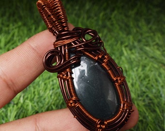 Arbre de vie noir Onyx fil enroulé pendentif pendentif en pierre précieuse pour son fil enroulé bijoux bijoux faits à la main pendentif. AK.2