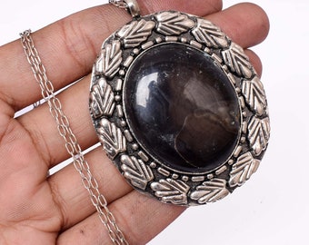 Merveilleux naturel noir Onxy, mélange de pierres précieuses pendentif en argent plaqué pendentif fait à la main mélange forme mélange taille femmes bijoux cadeau, SD.3