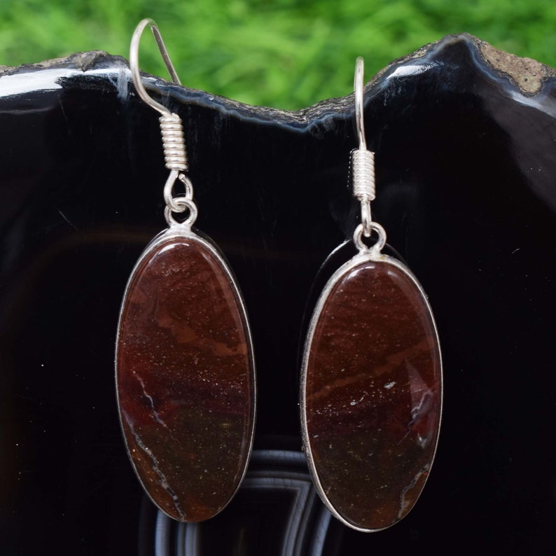 Natural Multi-Color Picture Jasper Mix Gemstone Earring Silver Plated Lunetta Handmade Earring Multiple Simple Earring, per Girl & Women.s RS2 immagine 3