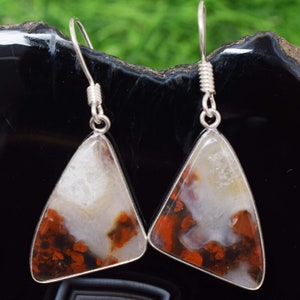 Natural Multi-Color Picture Jasper Mix Gemstone Earring Silver Plated Lunetta Handmade Earring Multiple Simple Earring, per Girl & Women.s RS2 immagine 7