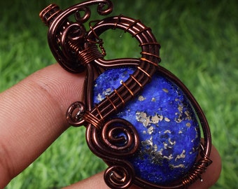 Arbre de vie Lapis lazuli fil enroulé pendentif pierre précieuse pendentif pour son fil enroulé bijoux bijoux faits à la main pendentif. AK.1