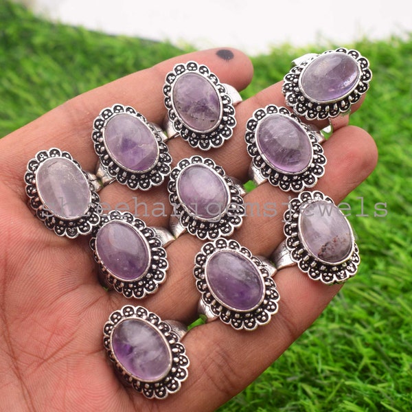 100% Natural Multi-color Amethyst, Moonstone, Turquoise, Gemstone RIngs, Imitation Rings, Handmade Ring, Traditional Rings, Wholesale Price