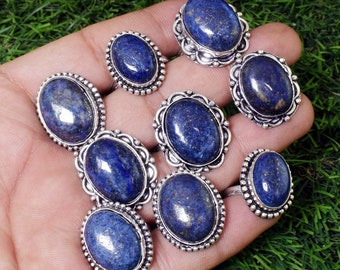 Gypsy Ring Boho Ring Silber Ringe, Hippie Ring Boho Schmuck Versilbert Natürliche Lapis Lazuli Edelstein Ringe Ethnische Ringe Tribal Ringe
