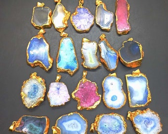 Druzy Multicolor Mix Gemstone pendant For Jewelry Mix Shape Oval Gemstone Stones Party wear .