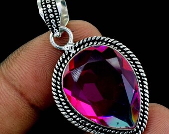 100% Natural Topaz, Gamstone Pendant Silver Plated Pendant Handmade Pendant Jewellry,Gift For Her,