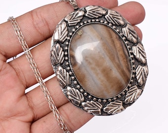 Merveilleuse agate naturelle, mélange de pierres précieuses pendentif en argent plaqué pendentif fait à la main mélange forme mélange taille femmes bijoux cadeau, SD.3