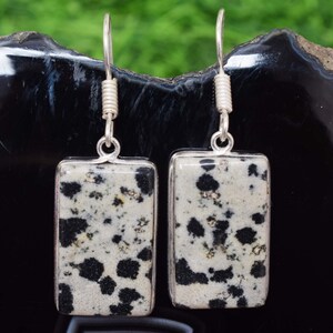 Natural Multi-Color Picture Jasper Mix Gemstone Earring Silver Plated Lunetta Handmade Earring Multiple Simple Earring, per Girl & Women.s RS2 immagine 10