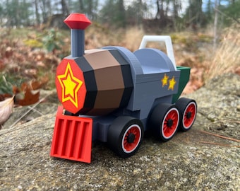 3D Printed Barrel Train, Mario Kart Collectible, Rolling Wheels