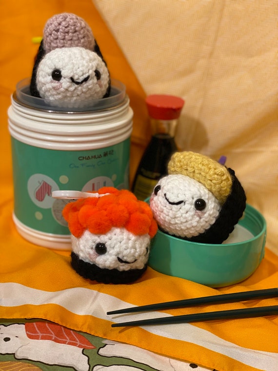 Mini Sushi Crochet Keychains Shrimp Sushi Egg Sushi Salmon Etsy